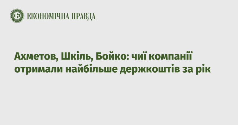 Ахметов, Шкіль, Бойко: які підприємства отримали найбільше державного фінансування за останній рік?